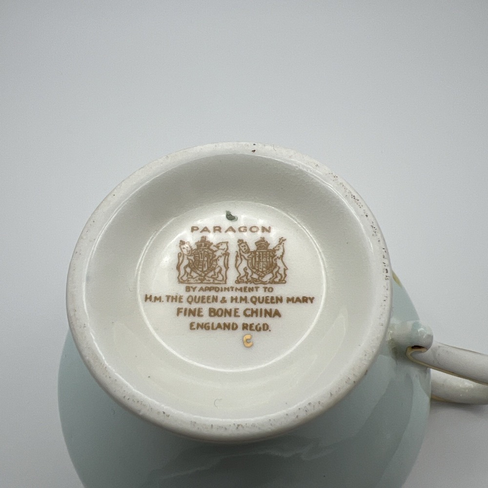 Paragon Double Warrant Fine Bone China Teacup Saucer Blue Pink Rose England - Picture 9 of 16